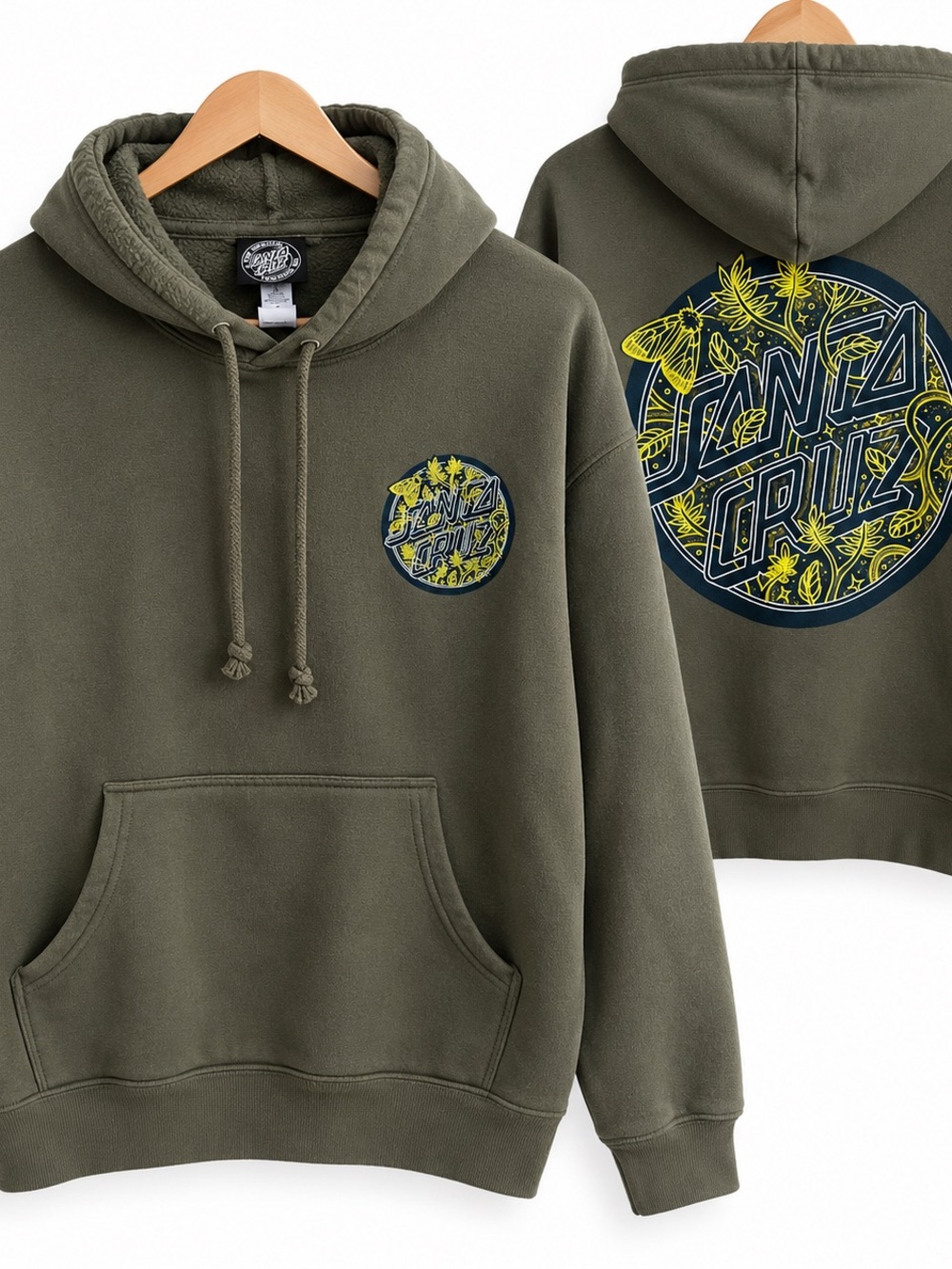 Santa Cruz Small Olive Green Graphic Pullover Hoodie Skate Streetwear